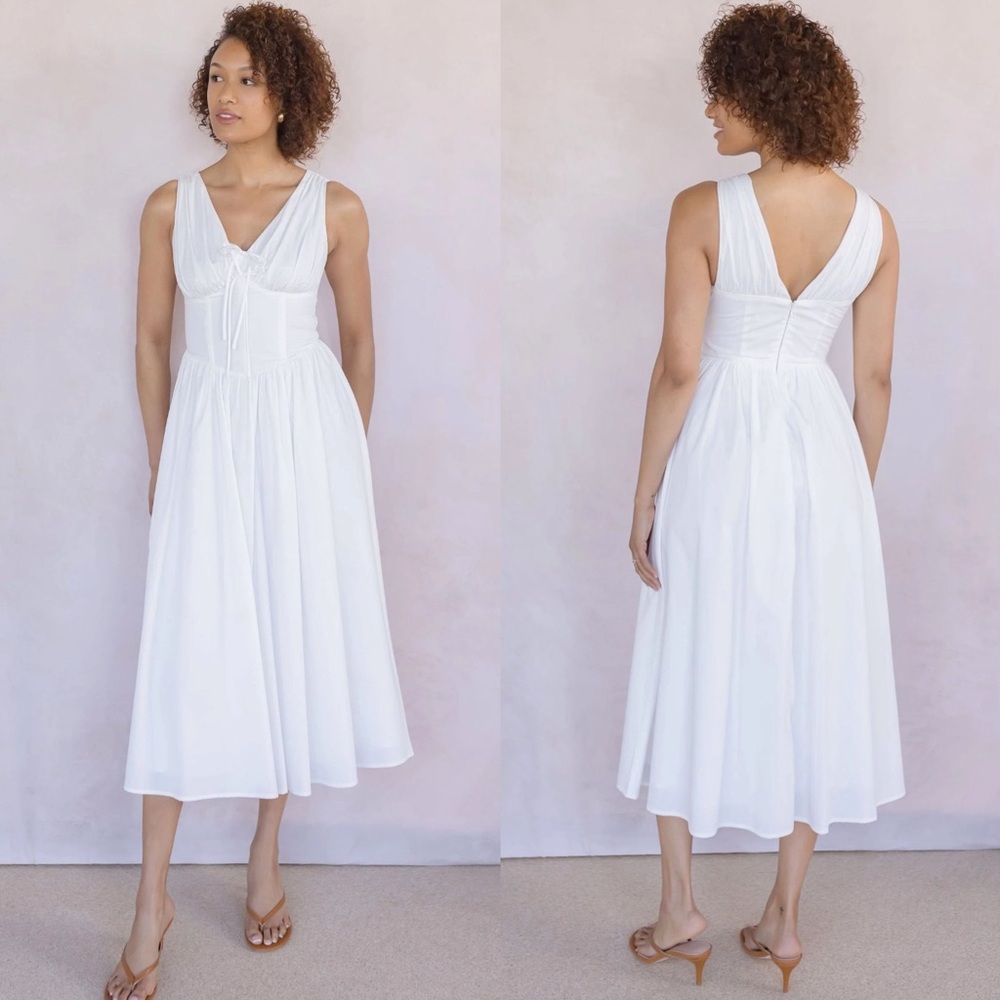 Moon River V Neck Corset Midi Dress - Picture 8 of 15